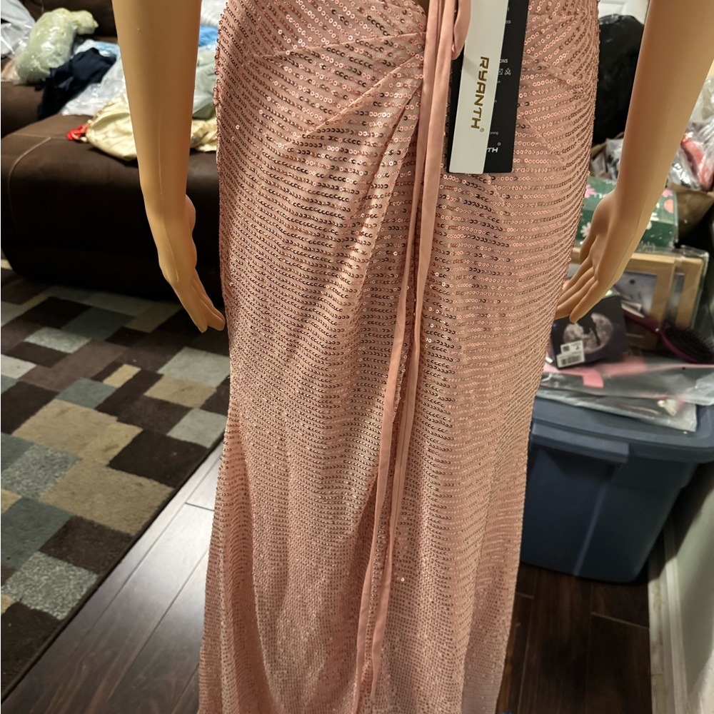 Blush Pink Sequin Prom Dress - Picture 6 of 6